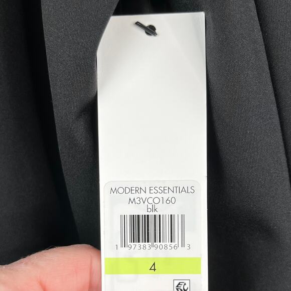 Calvin Klein Mixed Media Black Faux Leather Open Front Blazer Jacket 4 NWT - Picture 14 of 16